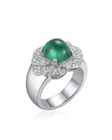 【Ships Fast】PT900 Sugarloaf Emerald Diamond Cluster Ring