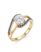Kelly – Natural Round Diamond & Sapphire Split-Shank Engagement Ring