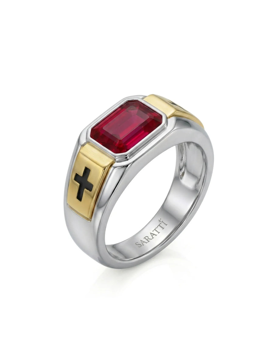 Dominion Ruby Cross Signet Band