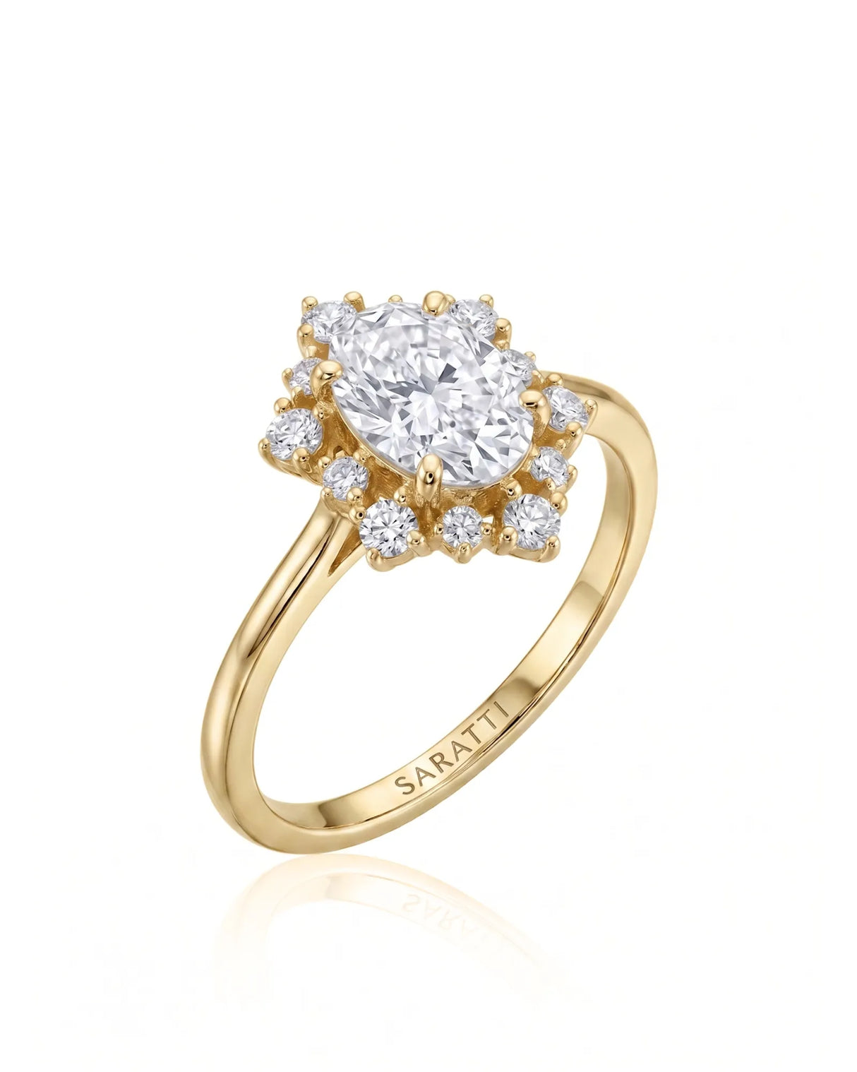 Julia – Natural Oval Diamond Floral Halo Engagement Ring