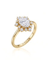 Julia – Natural Oval Diamond Floral Halo Engagement Ring