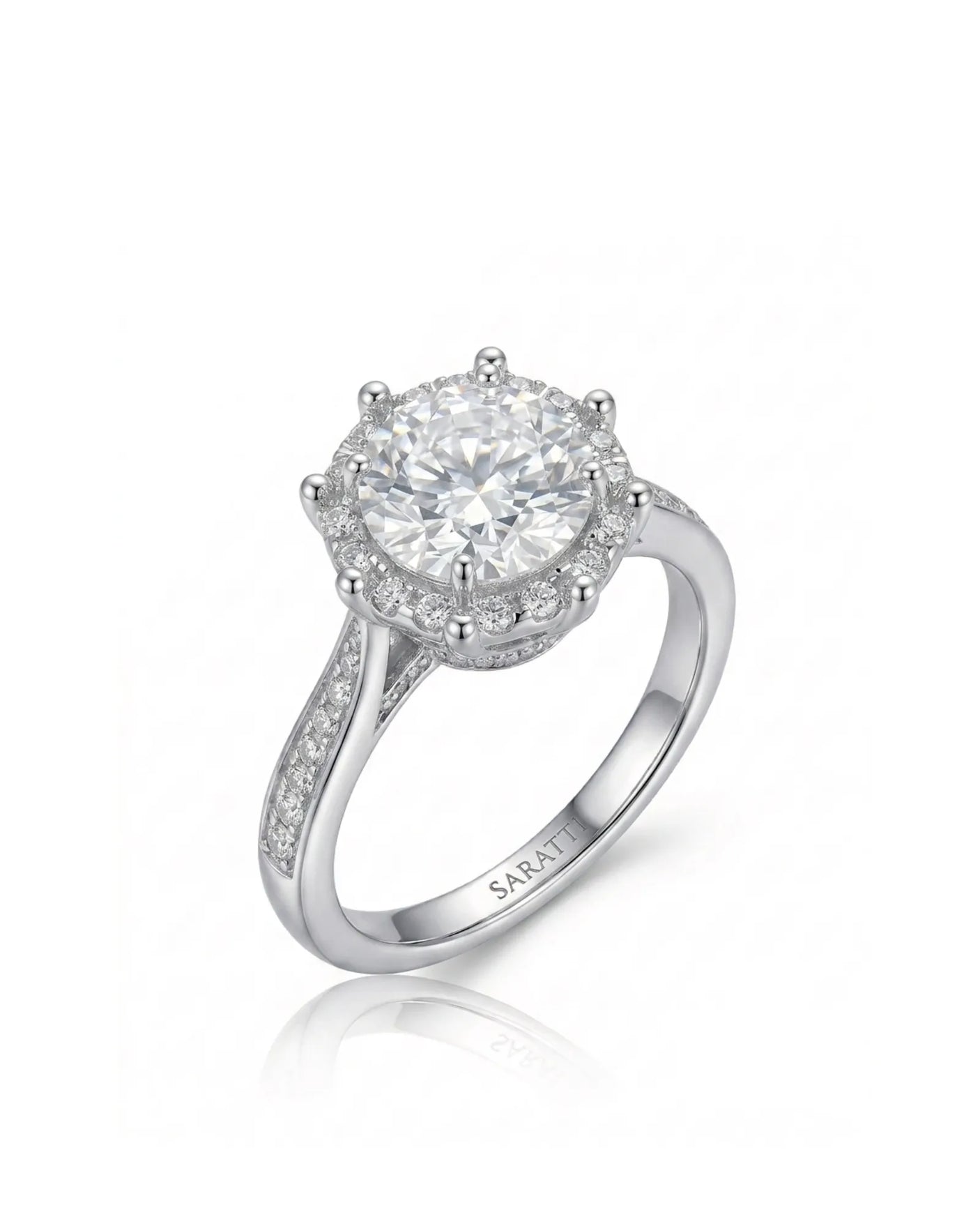 Yulisa – Eternal Flame Natural Round Diamond Halo Engagement Ring