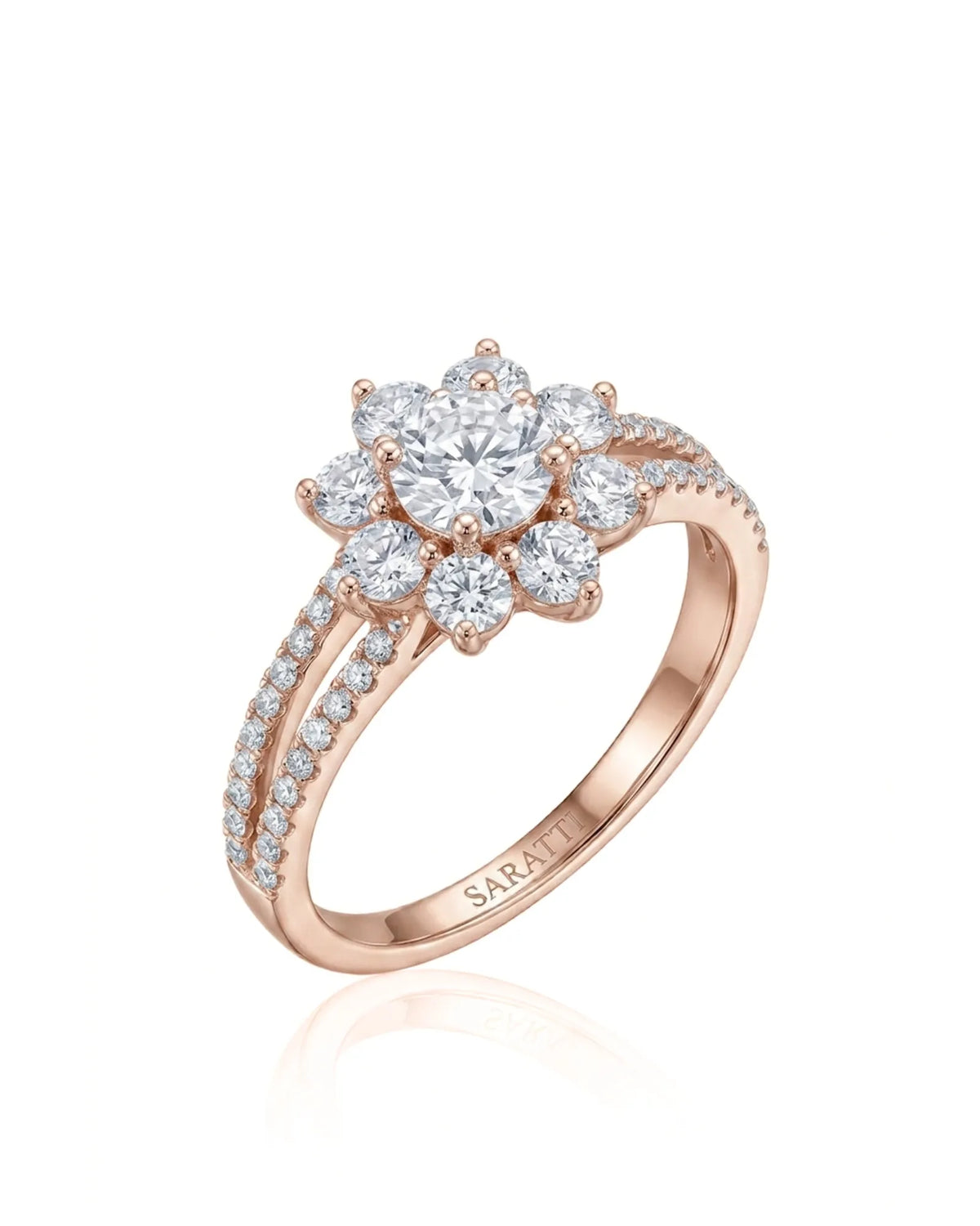 Gail – Fortune Compass II Natural Round Diamond Star Halo Engagement Ring