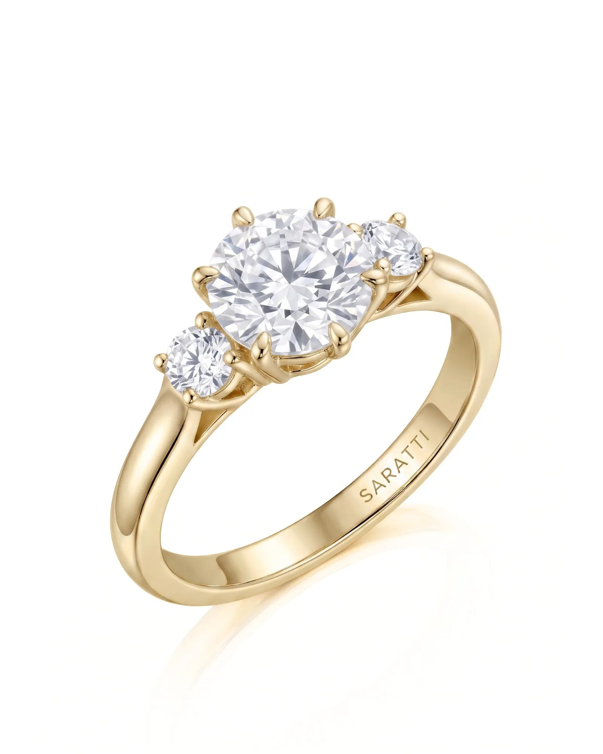 Paulina – Natural Round Diamond Three-Stone Engagement Ring