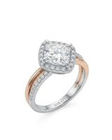 Renea – Majestic Grace Natural Round Diamond Two-Tone Halo Ring