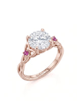 Regina – Natural Round Diamond & Ruby Celtic Knot Engagement Ring