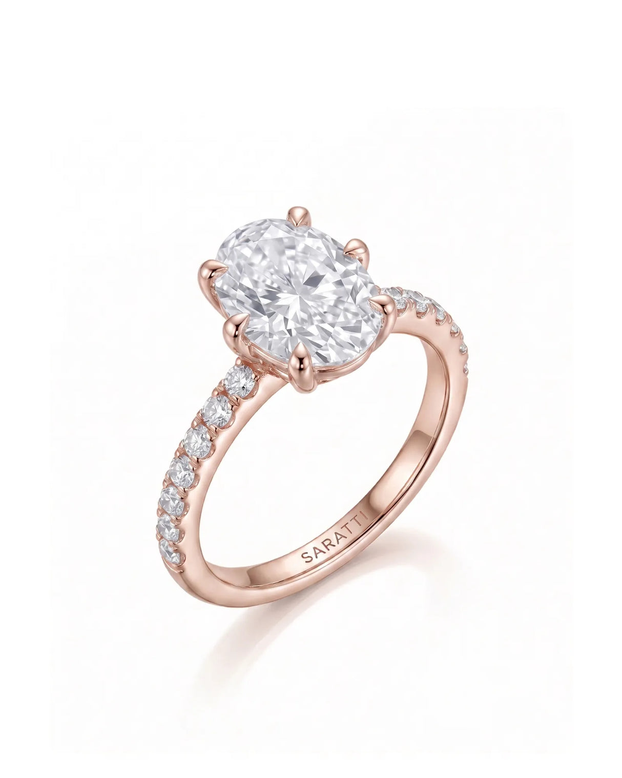 Jade – Natural Oval Diamond Six-Prong Pavé Engagement Ring