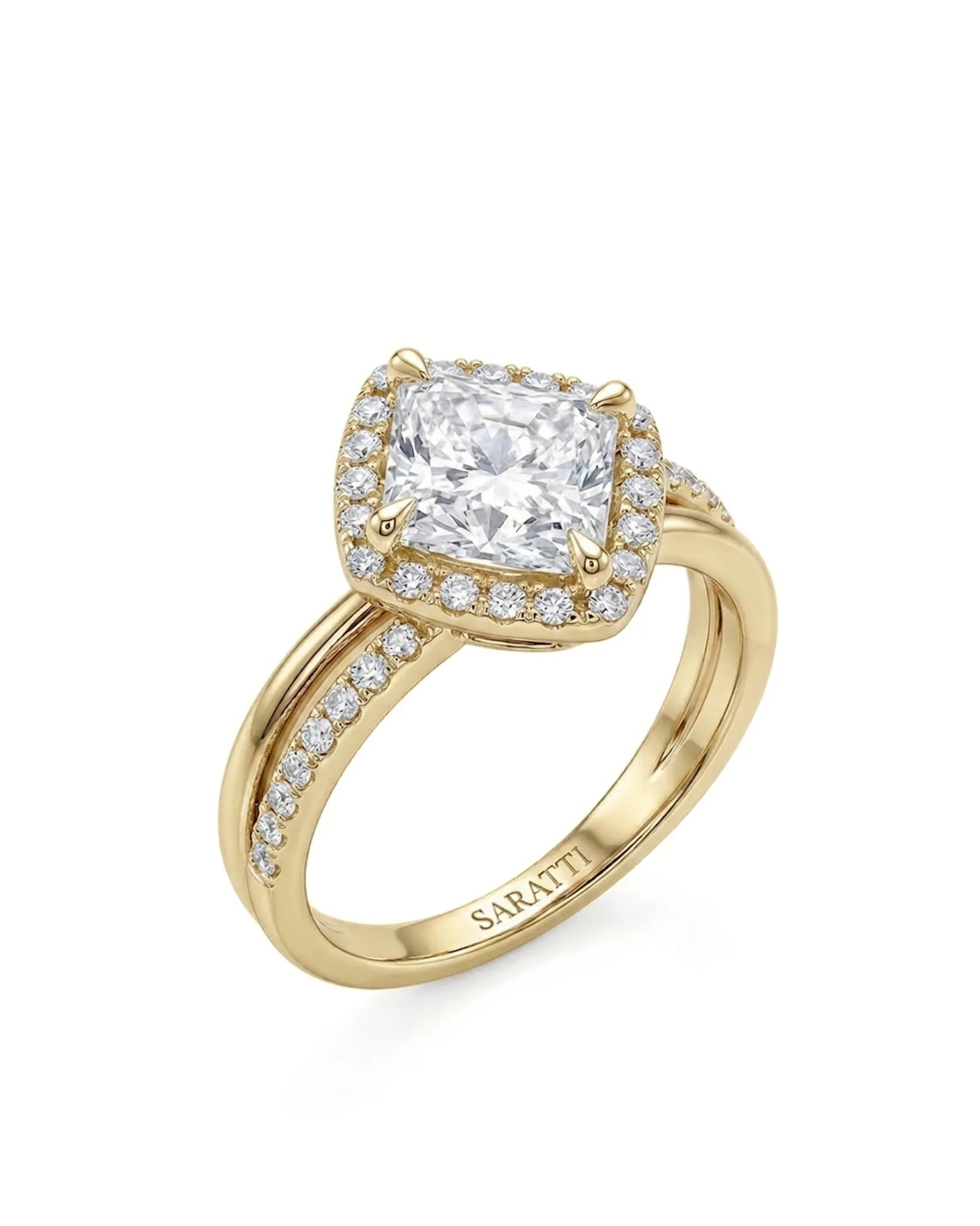 Renea – Majestic Grace Natural Round Diamond Two-Tone Halo Ring