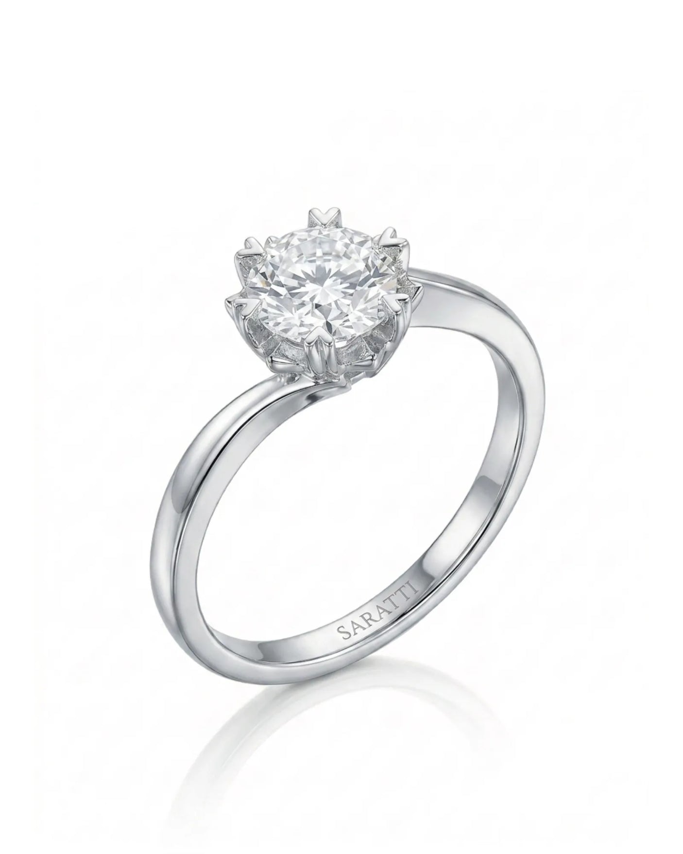 Camille – Natural Round Diamond Snowflake Twisted-Shank Engagement Ring