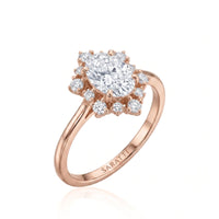 Julia – Natural Oval Diamond Floral Halo Engagement Ring