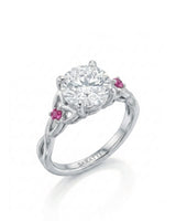 Regina – Natural Round Diamond & Ruby Celtic Knot Engagement Ring