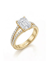 Lilah – Natural Emerald-Cut Diamond Split-Shank Engagement Ring