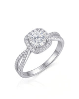 Sandra – Natural Round Diamond Halo Split-Shank Engagement Ring
