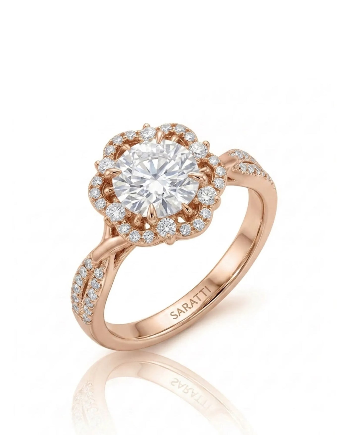 Madea – Radiant Embrace Natural Round Diamond Double Halo Ring