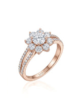 Rhoda – Fortune Compass Natural Round Diamond Floral Halo Engagement Ring