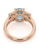 Étoile Trinity pear cut Aquamarine three-stone diamond ring setting in Rose Gold, gallery view | SARATTI