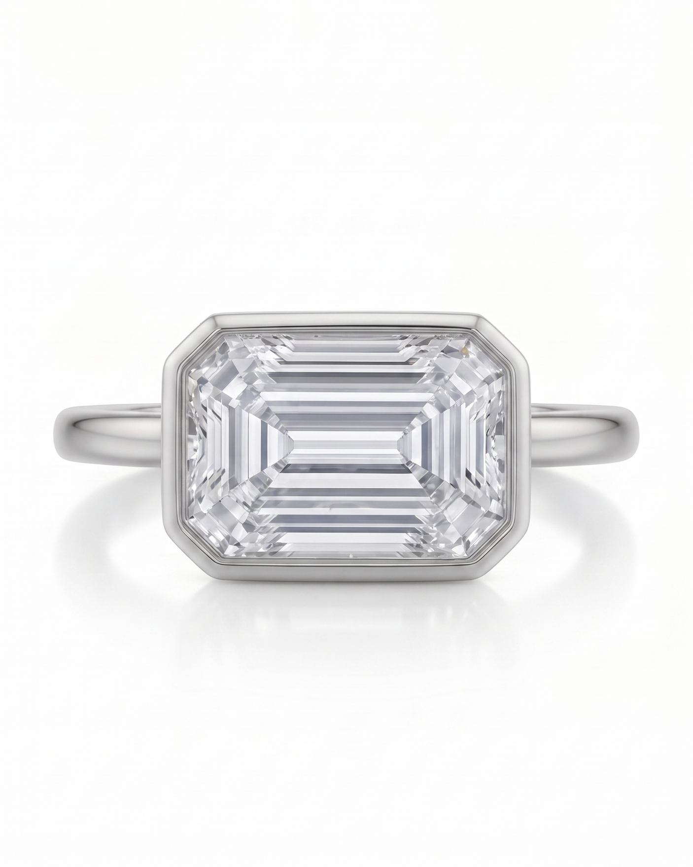 Natalia – Natural Emerald-Cut Diamond Bezel Ring