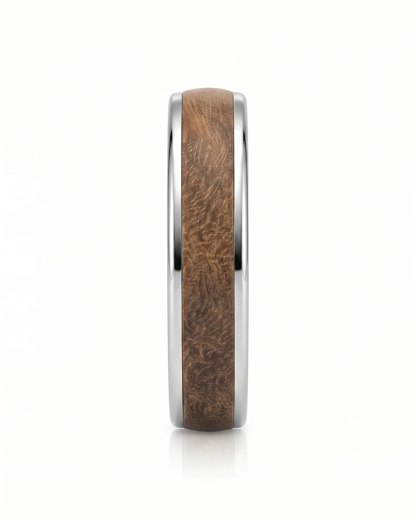 Women's Wenge Wood Ring in White Gold