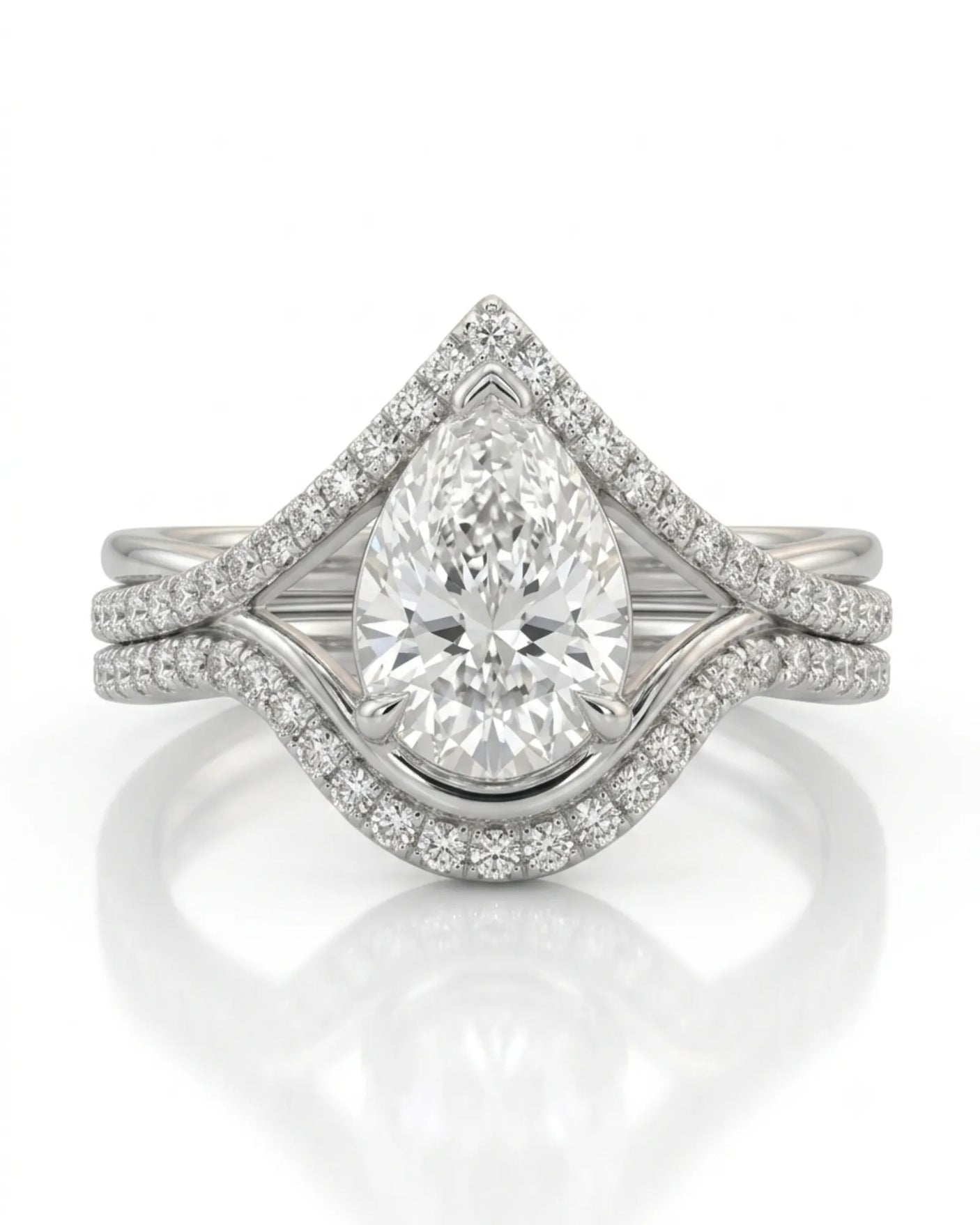 Amara • Pear-Cut Moissanite Bridal Set in Platinum