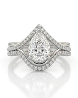 Amara • Pear-Cut Moissanite Bridal Set in Platinum