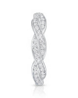 Twisted Shank Vintage Diamond Eternity Band in 18K White Gold — Platinum — View 3