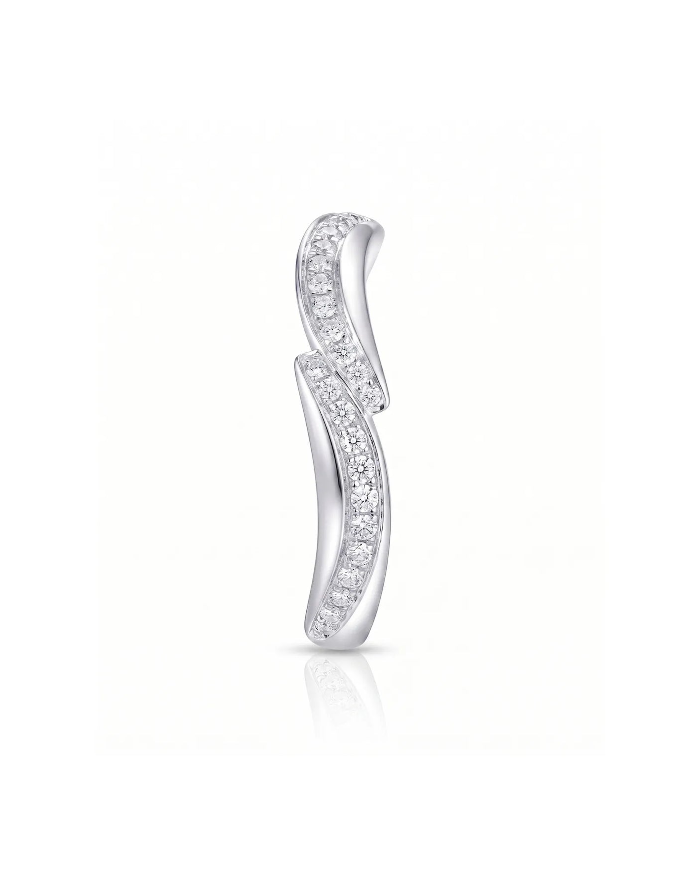 Wavy Diamond Half Eternity Wedding Band — Platinum — View 2