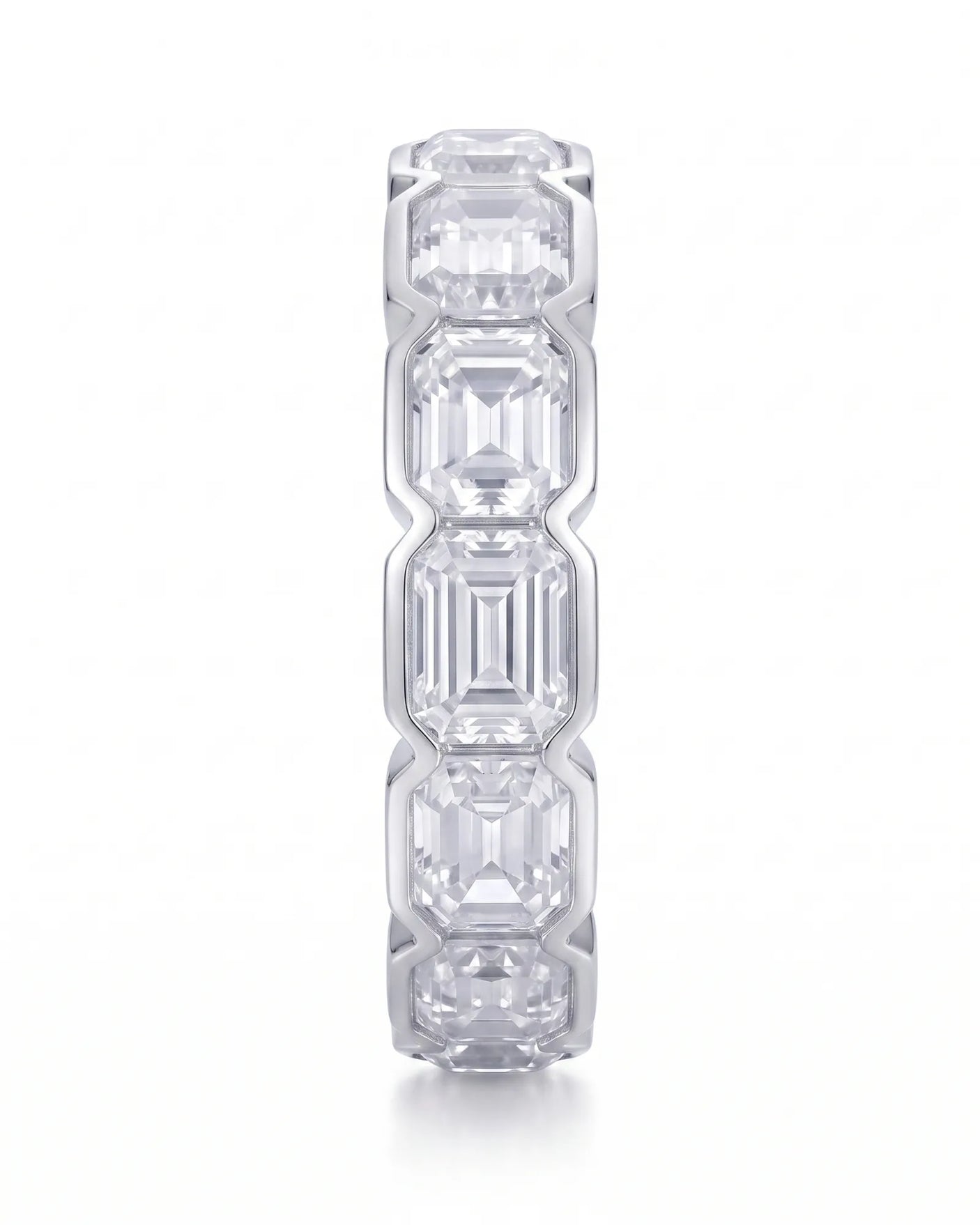 Emerald Cut Diamond Eternity Band in White Gold
