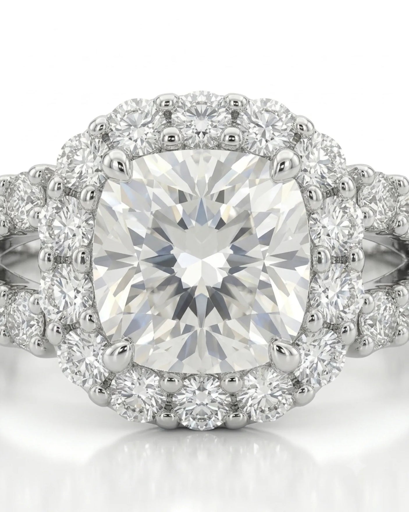 Erica • 2-carat Cushion Moissanite Ring in White Gold