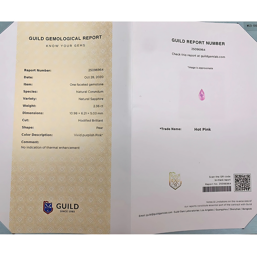 GUILD Certified Natural Pink Sapphire Gemstone | 2.36 ct | Saratti 