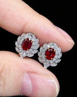 LAVINIA - Ruby Diamond Blossom Stud Earrings