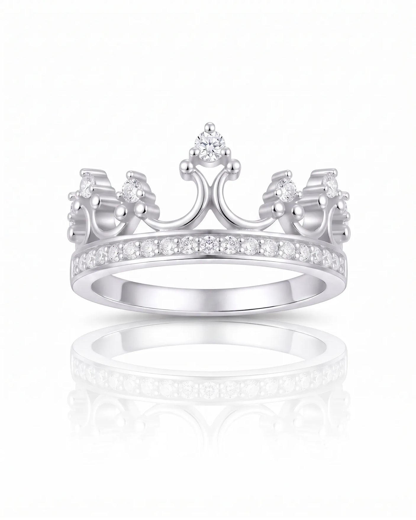 Tiara Wedding Band with Diamonds in White Gold