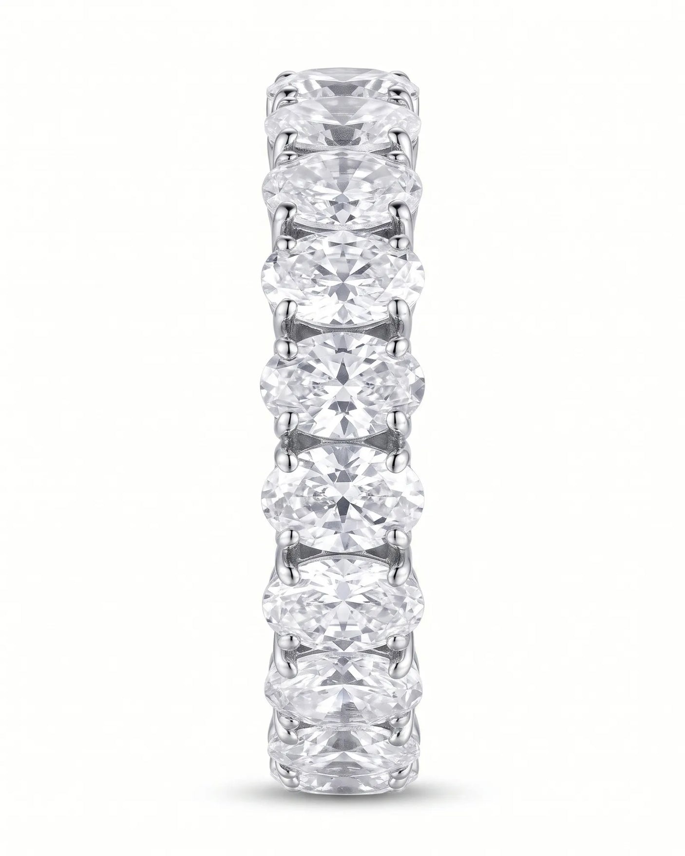 Oval Wedding Band in White Gold Prong Set