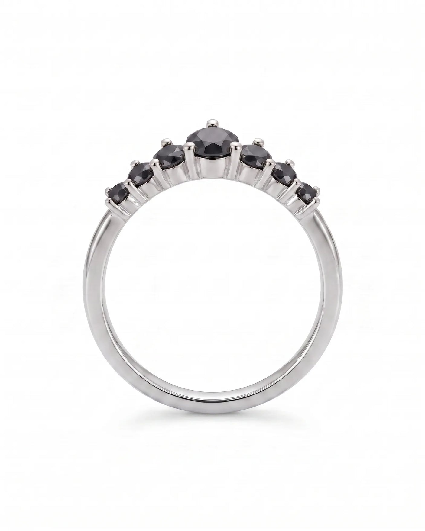 Black Diamond Curved Band in 18K Yellow Gold