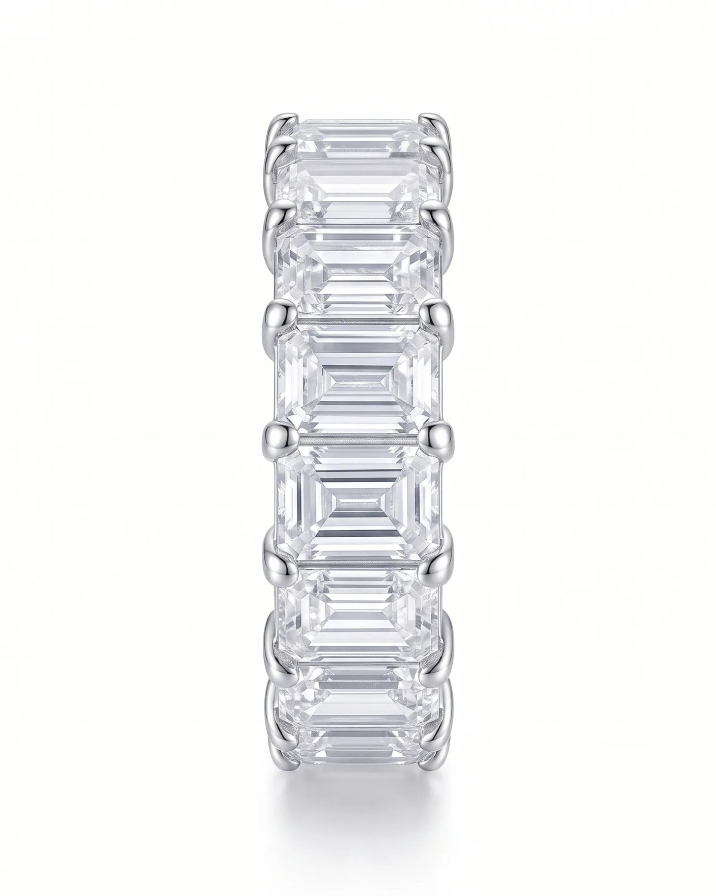Emerald Cut Eternity Band in White Gold