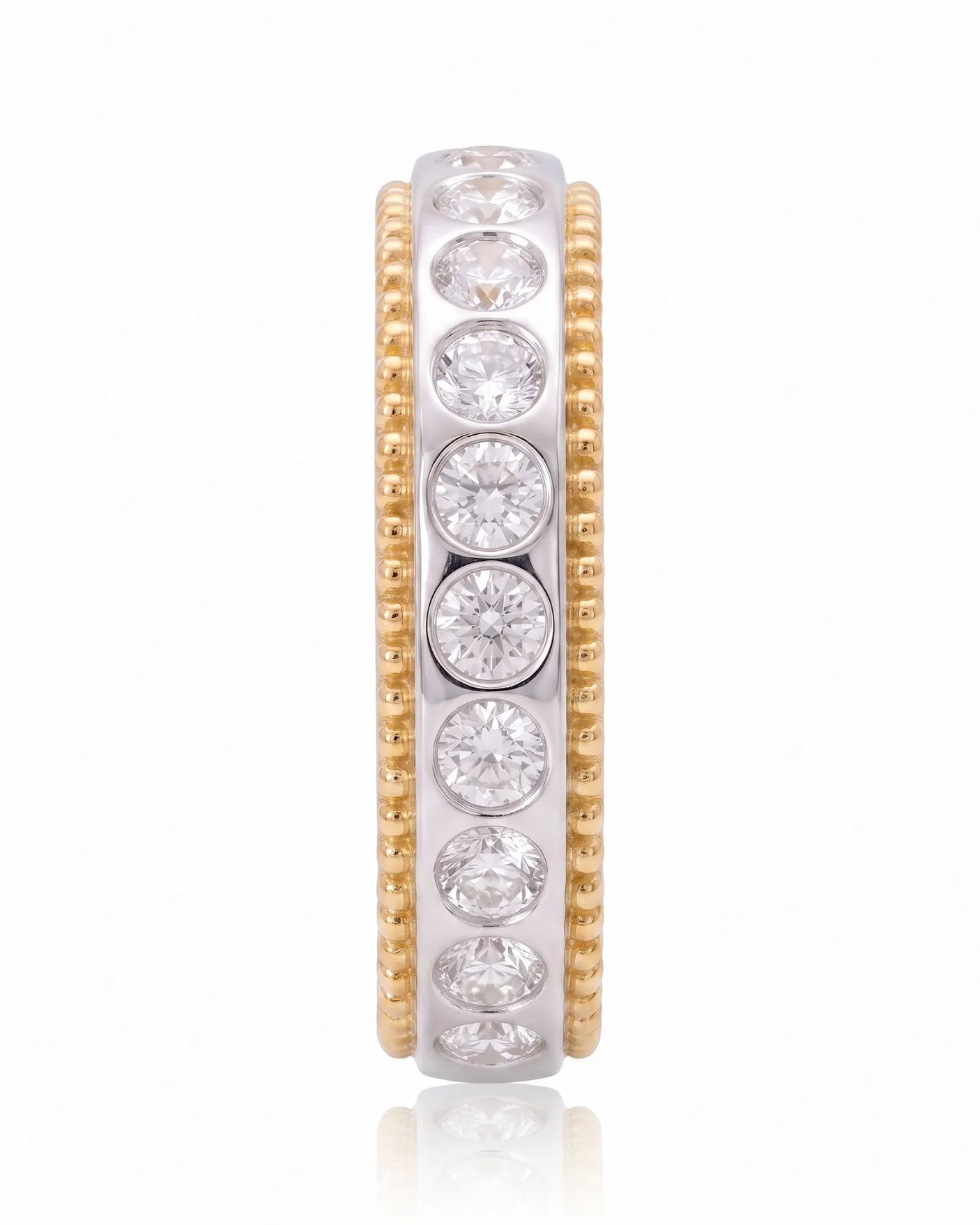 Two Tone Wedding Band Women's with Diamonds