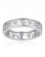 Art Nouveu Wedding Band with Diamonds Yellow Gold