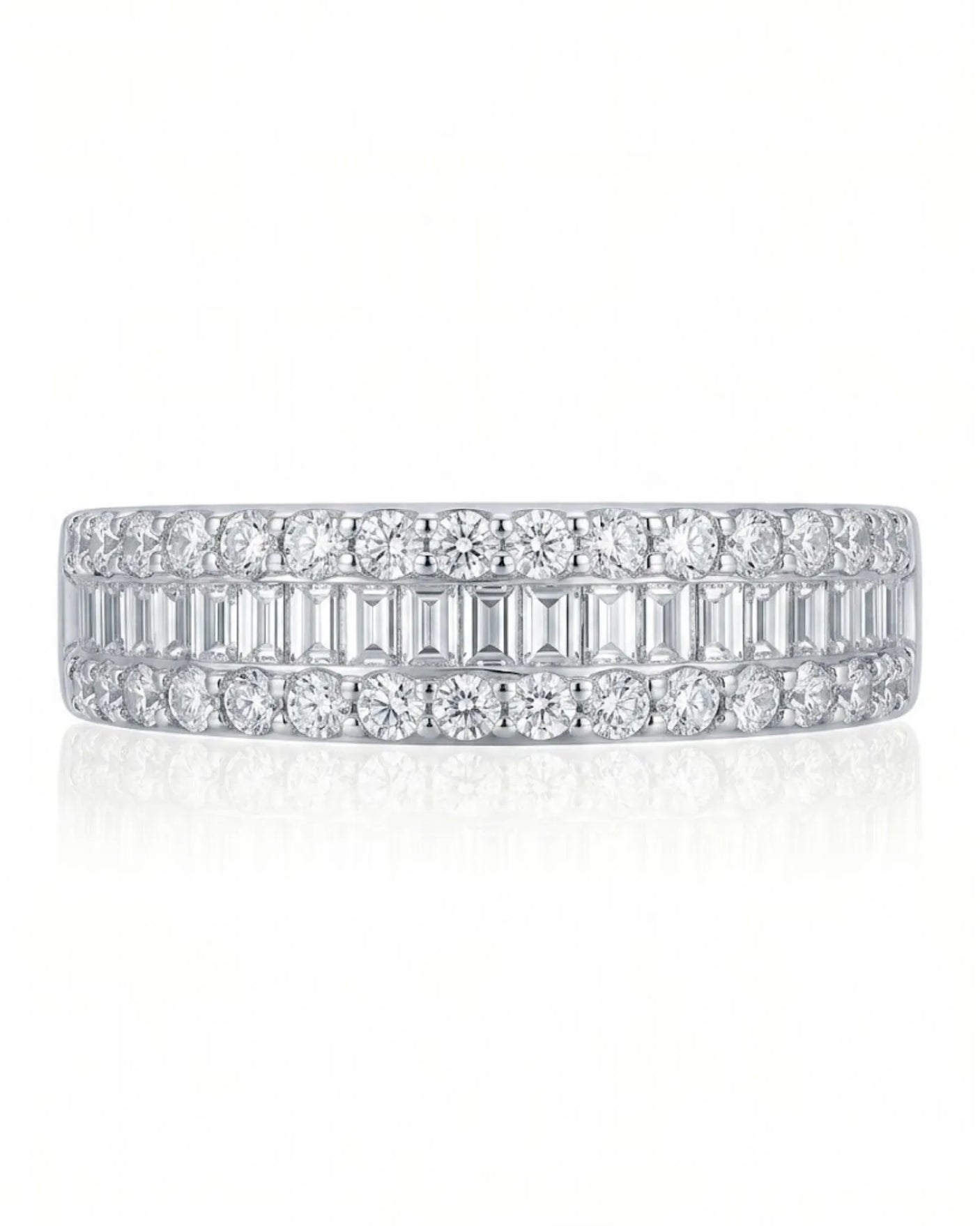 Rose Gold Eternity Band with Baguette and Round Diamonds