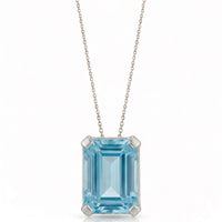 AURELLE – Emerald Cut Aquamarine Solitaire Necklace Setting