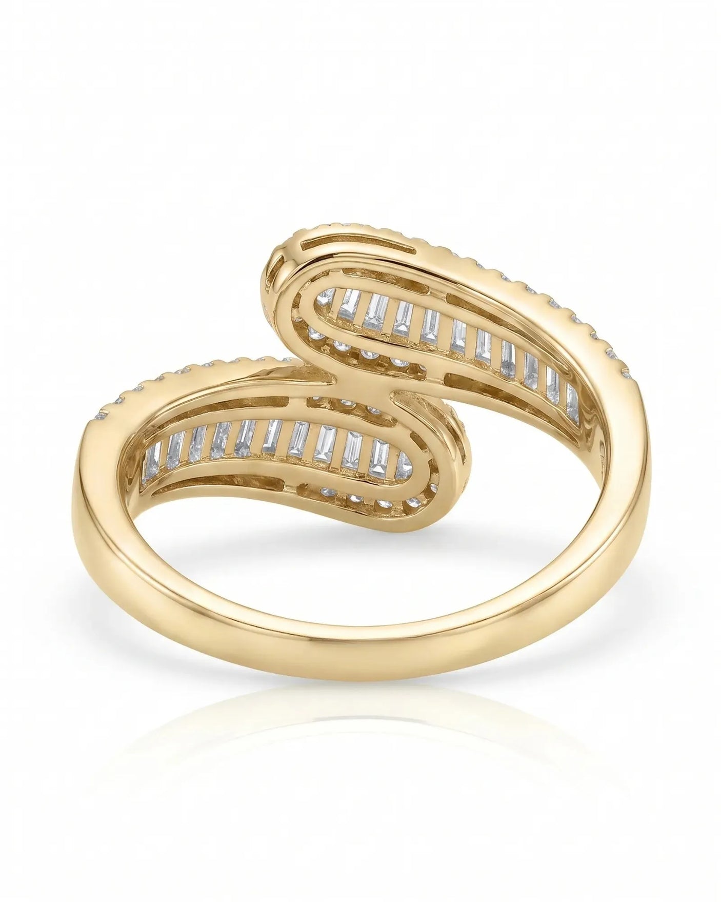 Baguette and Round Diamond Band in White Gold