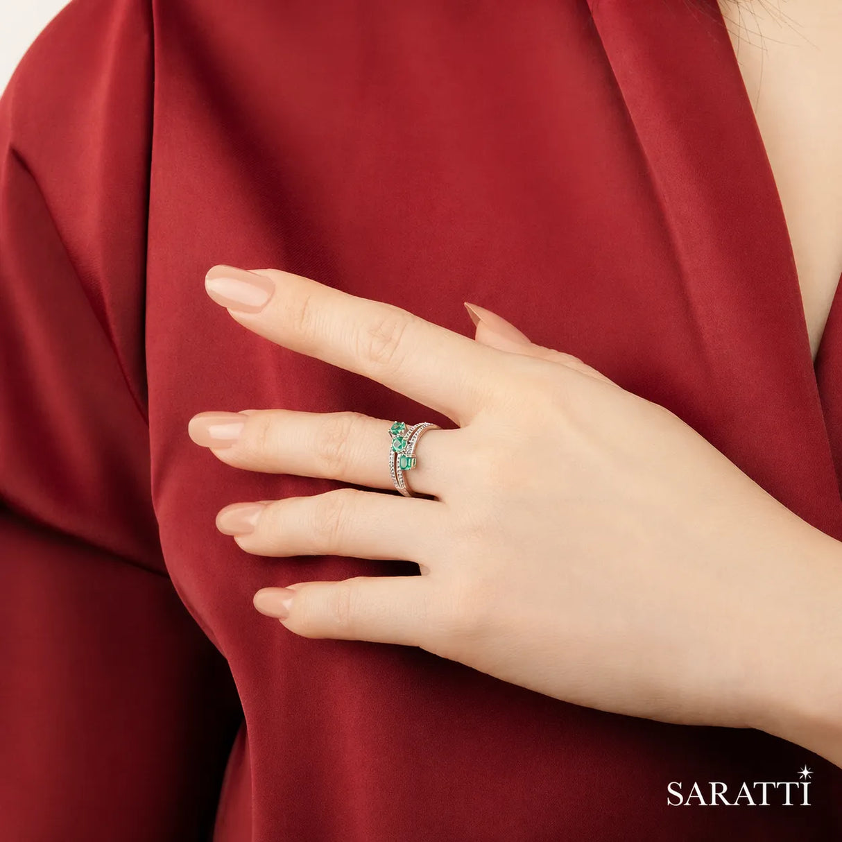 Trivara Natural Emerald Ring
