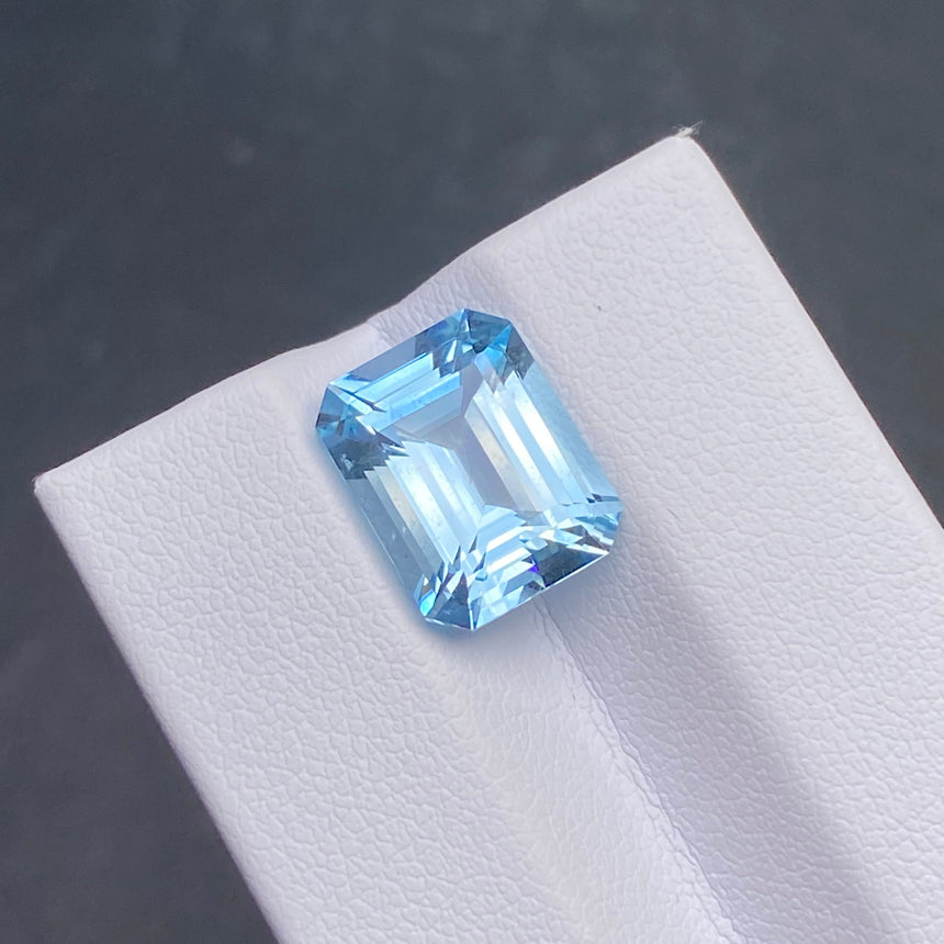 5.93 cts Emerald Cut Natural Aquamarine Gem | 12.55×9.95×6.8mm