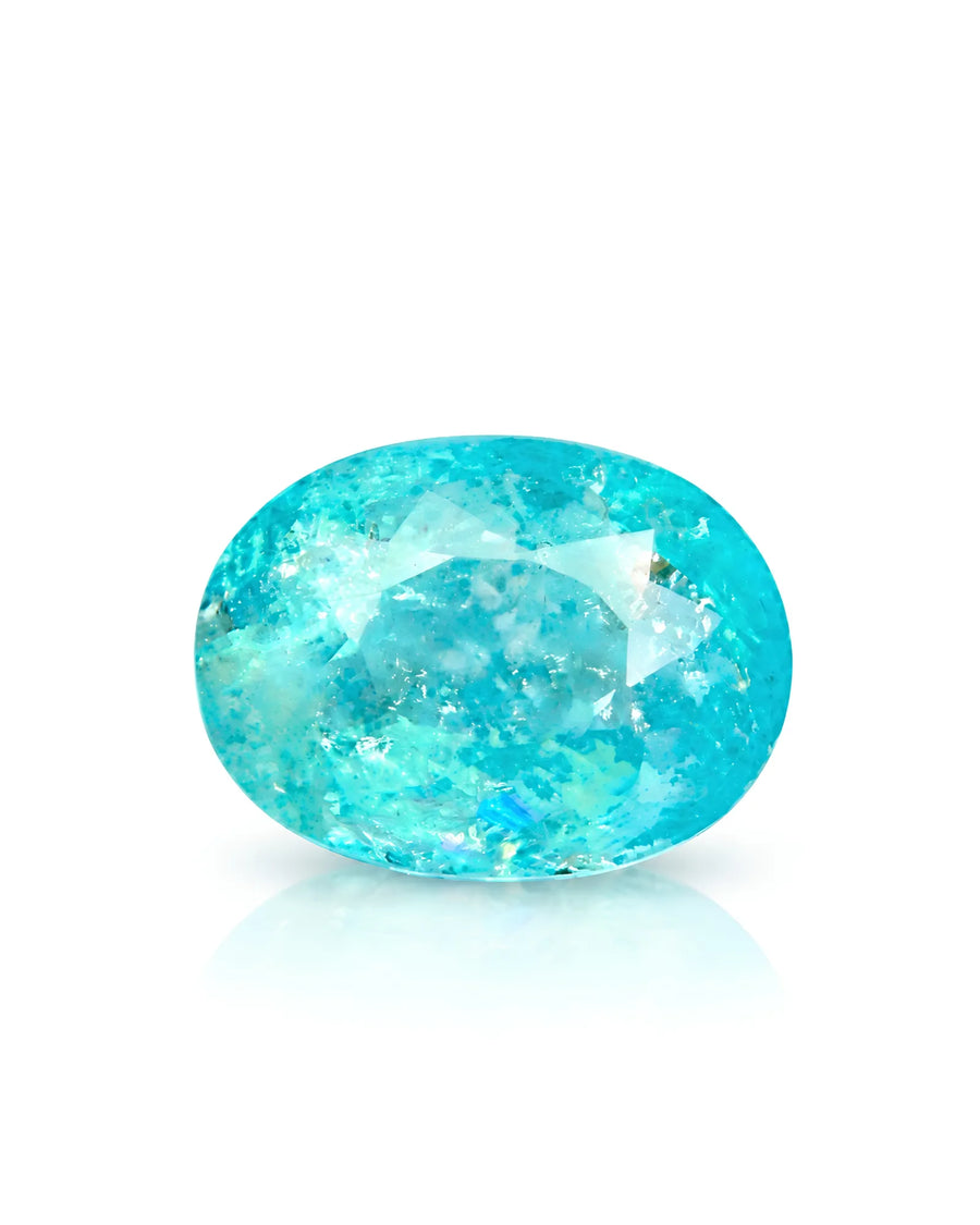 5.09 carats Natural Neon Blue Paraiba Tourmaline oval loose gemstone front view | SARATTI