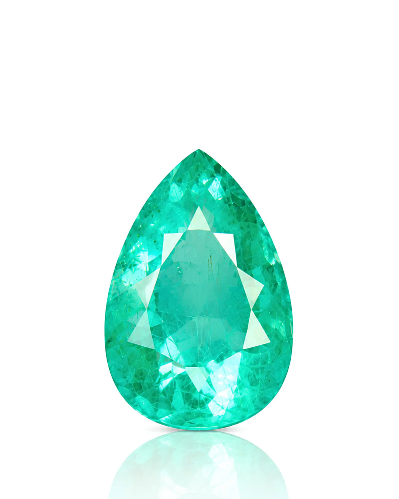 5.29ct Natural Neon Greenish Blue Tourmaline pear main view | SARATTI