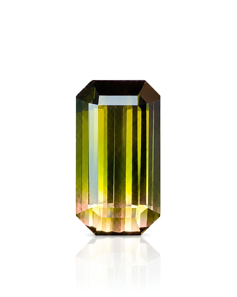 5.35ct Natural Bi-Colour Tourmaline emerald cut main view | SARATTI