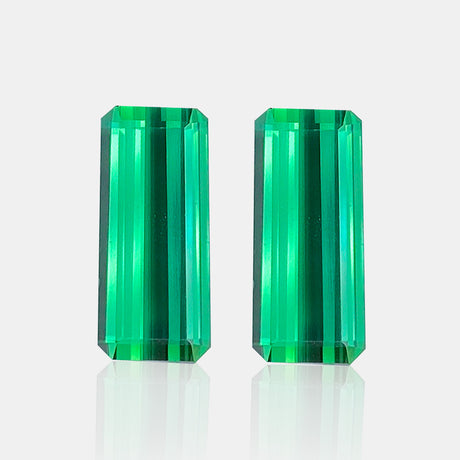 5.54ct Natural Green Tourmaline Pair Emerald Cut | SARATTI 