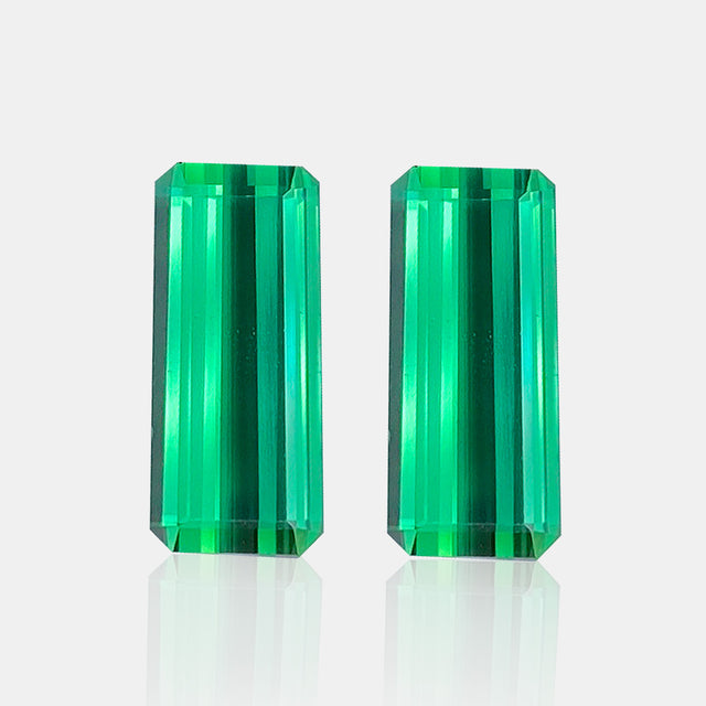 5.54ct Natural Green Tourmaline Pair Emerald Cut | SARATTI 