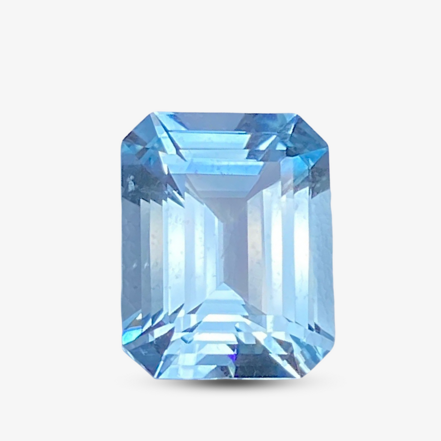 5.93 cts Emerald Cut Natural Aquamarine Gem | 12.55×9.95×6.8mm