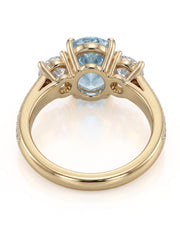 Étoile Trinity pear cut Aquamarine three-stone diamond ring setting in Yellow Gold, gallery view | SARATTI