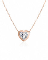 SOLARA Bezel-Set Heart Cut solitaire necklace setting in rose gold, front view | SARATTI