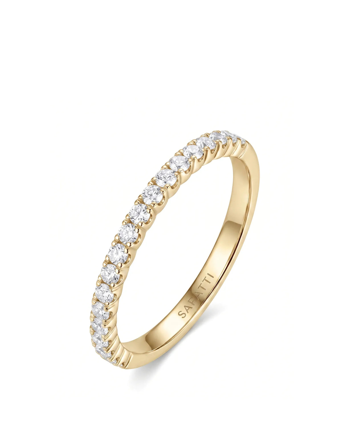 2mm Diamond Wedding Band in Yellow Gold